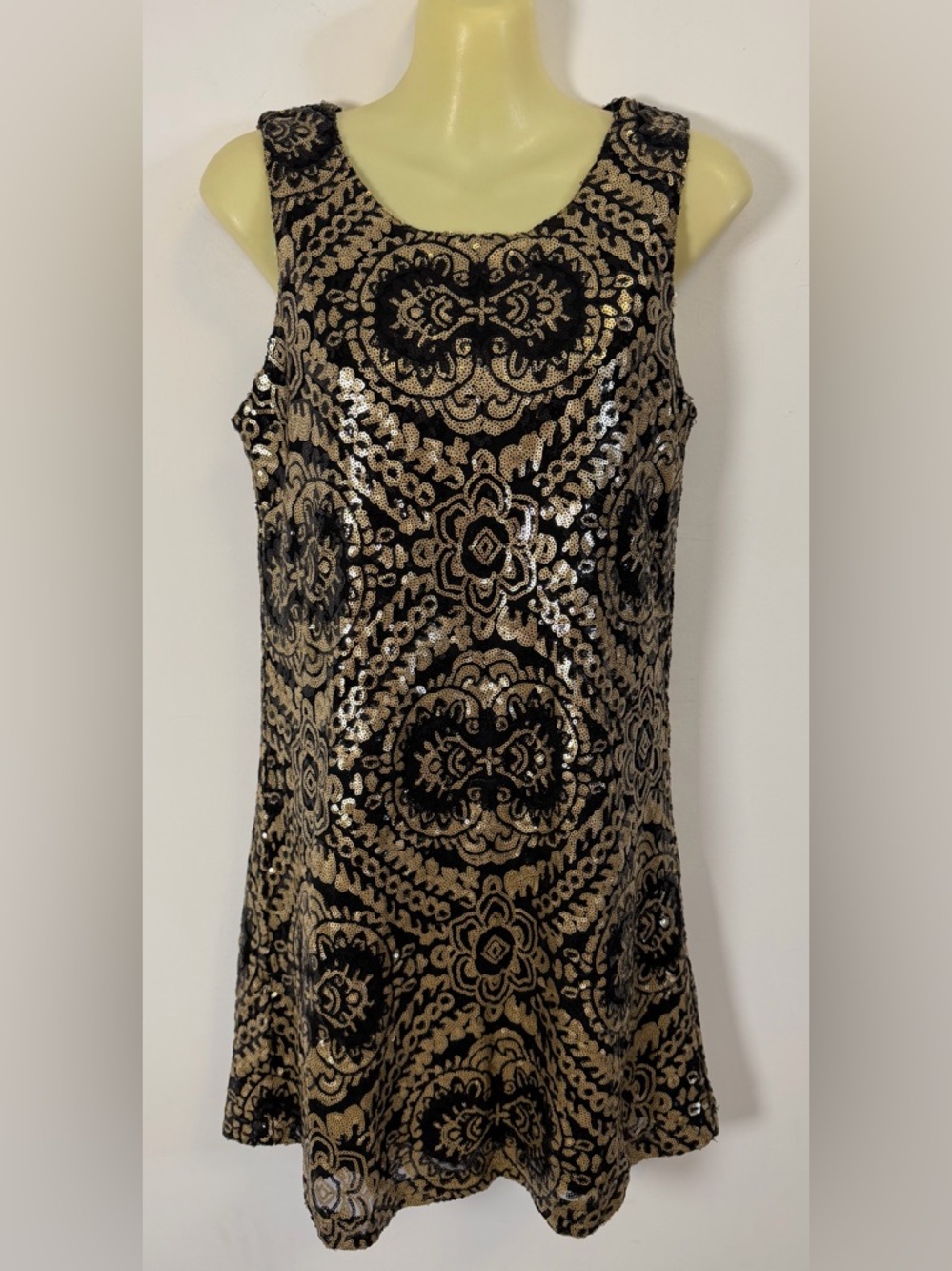 Jun & Ivy Black and Gold Sequin Mini Dress
